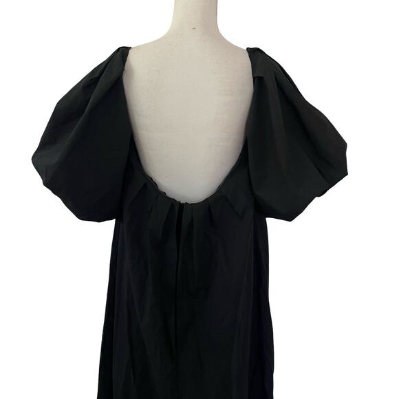 Banana Republic Puff Sleeve Maxi Dress Size 14 Black Low Back Wedding Event NWT - Picture 4 of 9